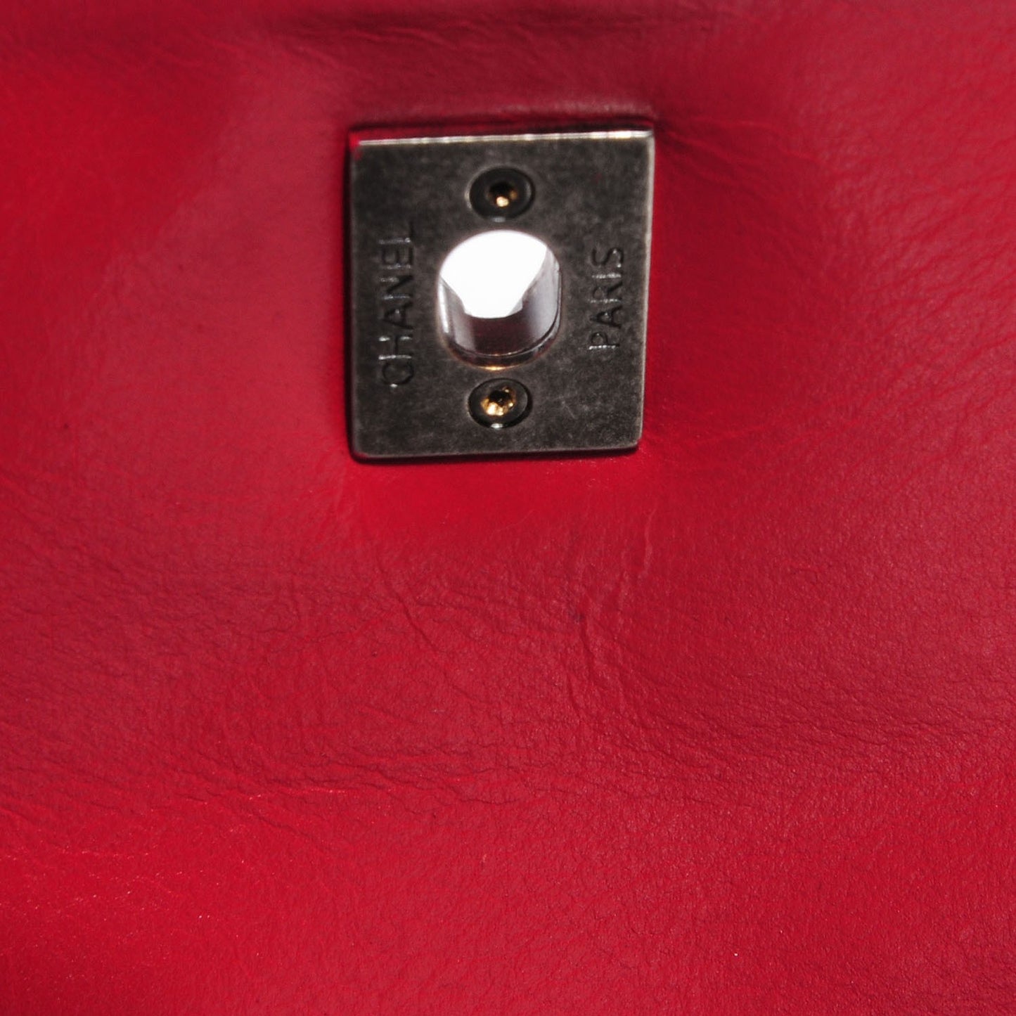 Iridescent Calfskin Diamond Embroidered Small Flap Red