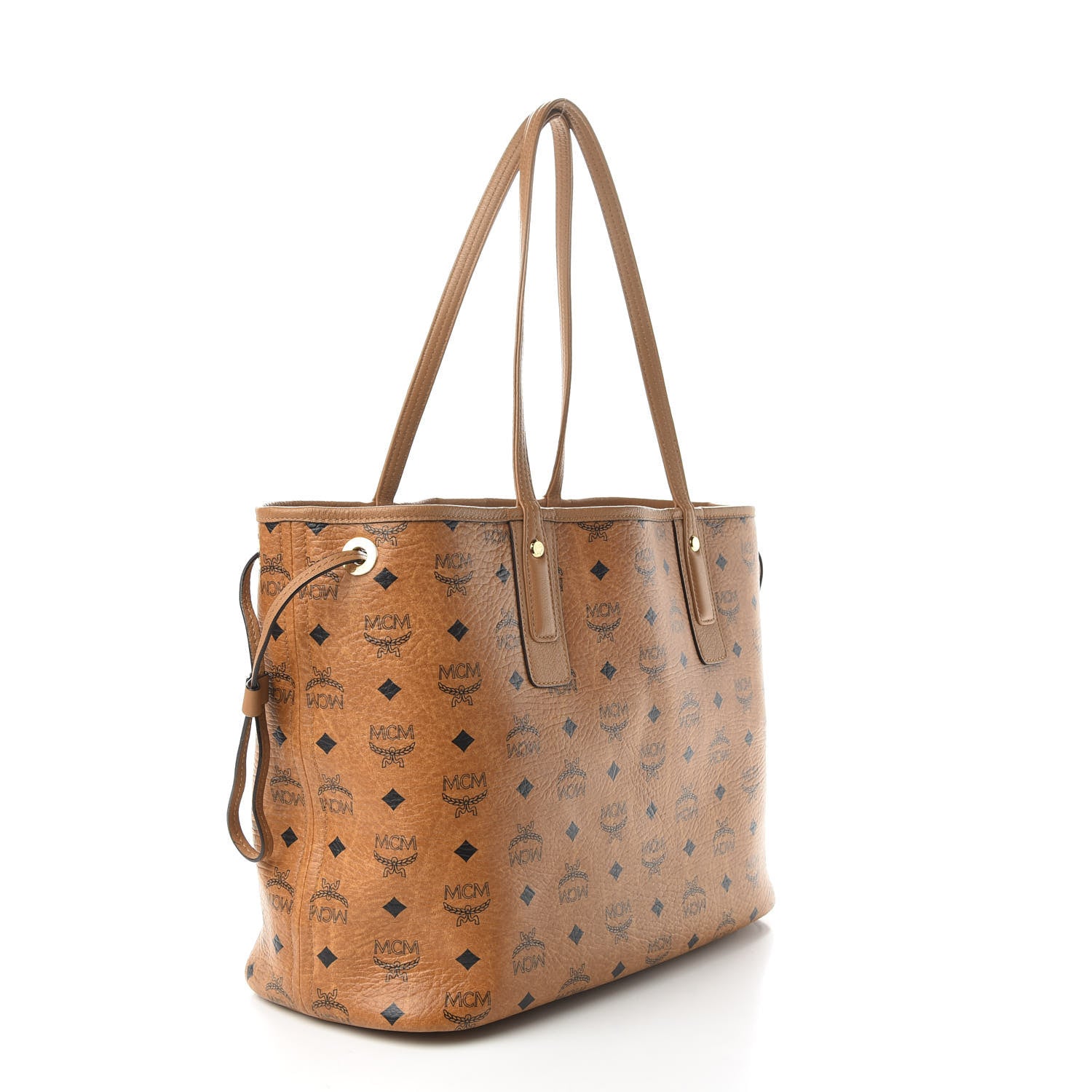 MCM Visetos Medium Liz Reversible Shopper Tote Cognac 5 of 10