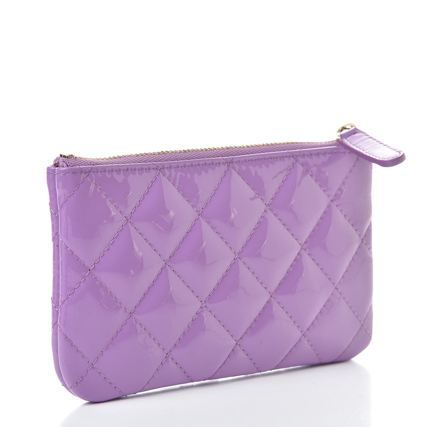 Patent Quilted Small Cosmetic Case Purple
