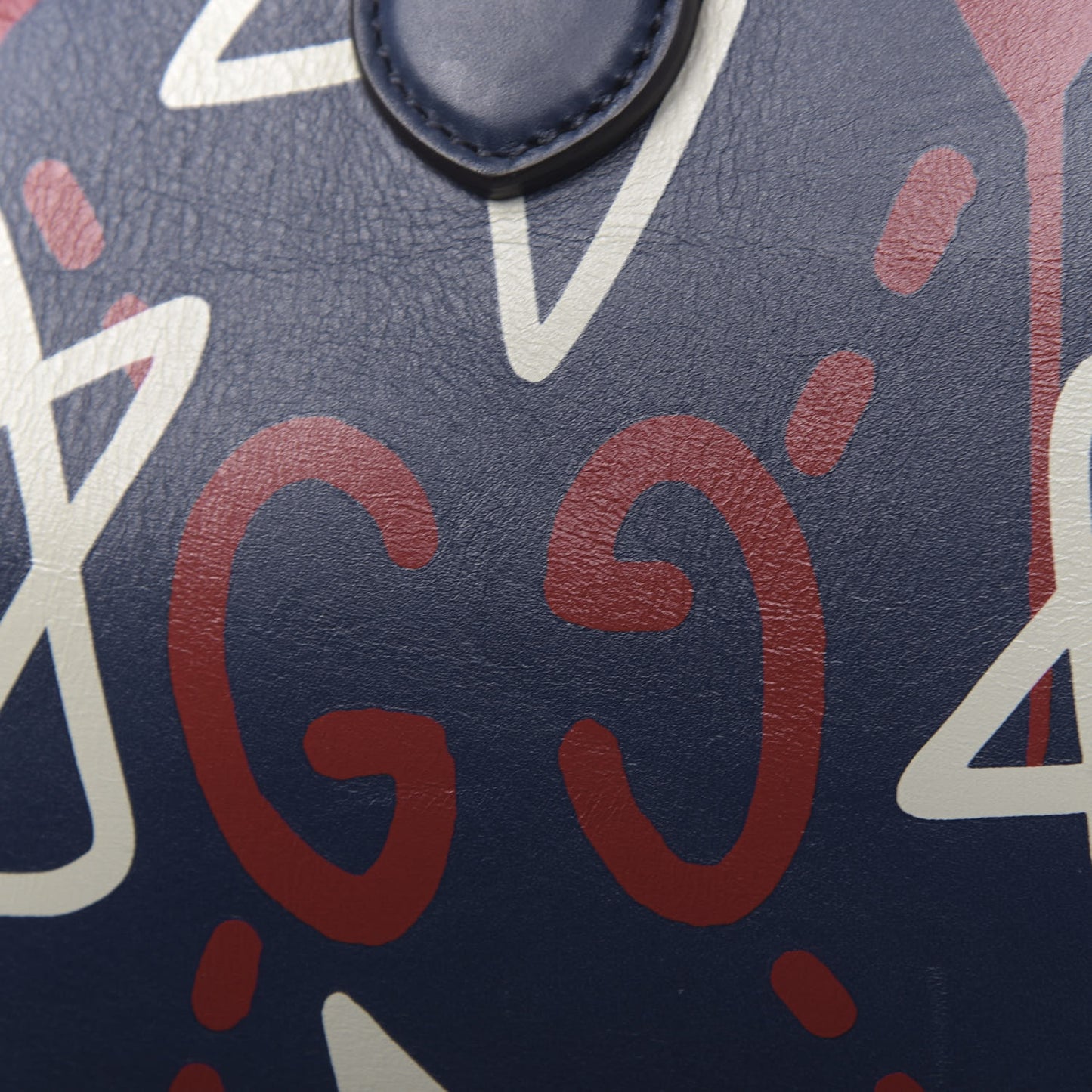 Calfskin GucciGhost Print Duffle Blue Agata Hibiscus Red