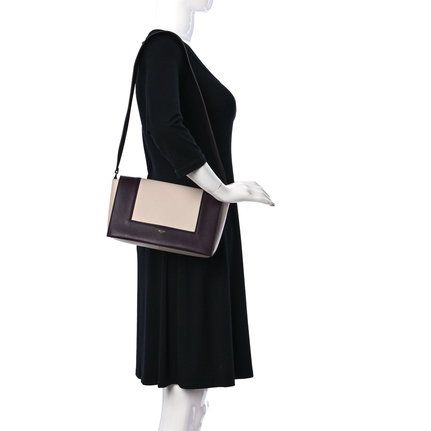 Shiny Smooth Calfskin Medium Frame Shoulder Bag Velvet Desert