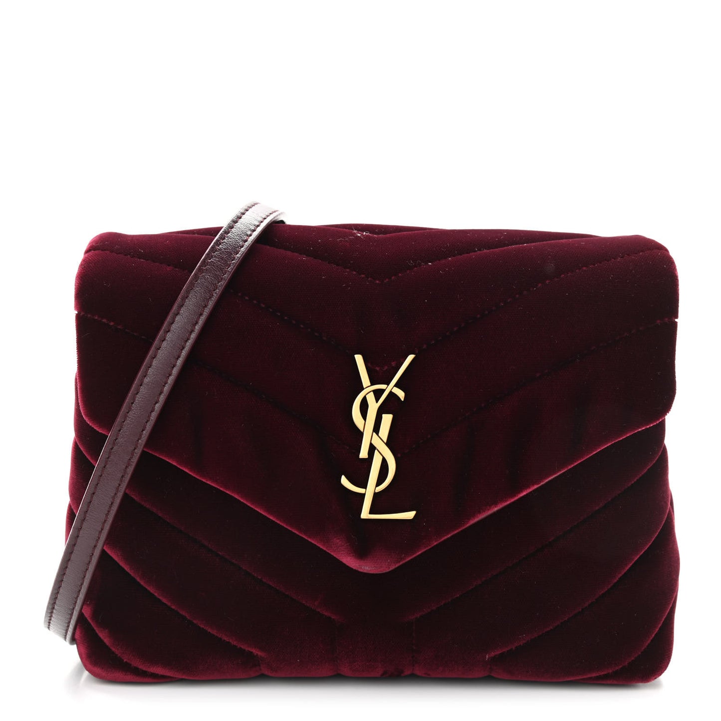 Velvet Y Quilted Monogram Toy Loulou Crossbody Bag French Burgundy