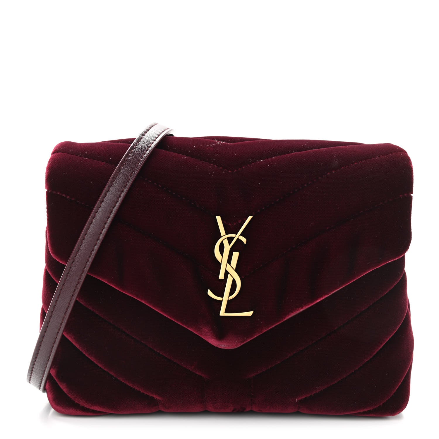 Saint Laurent Velvet Y Quilted Monogram Toy Loulou Crossbody Bag French Burgundy 1 of 10