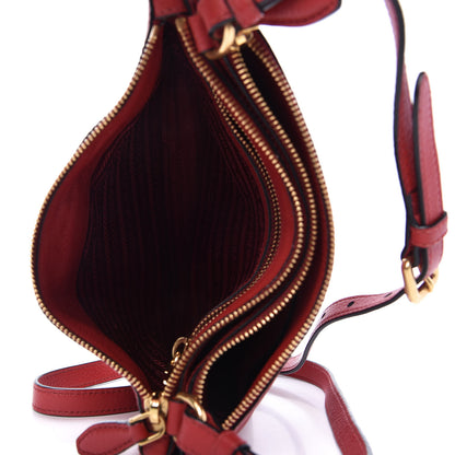 Prada Vitello Phenix Double Zip Crossbody Bag Scarlatto 6 of 13