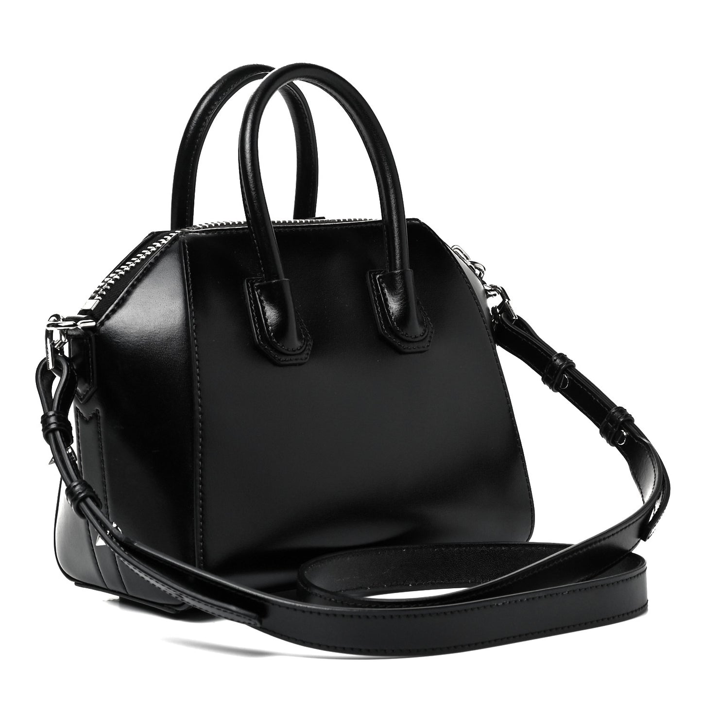 Shiny Lord Calfskin Mini Antigona Black