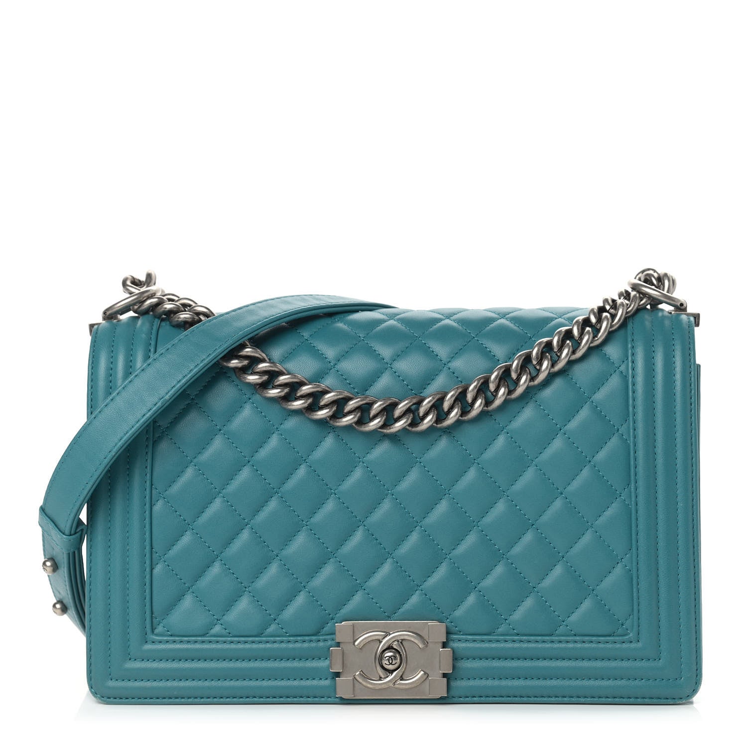 Chanel Lambskin Quilted New Medium Boy Flap Turquoise 1 of 13