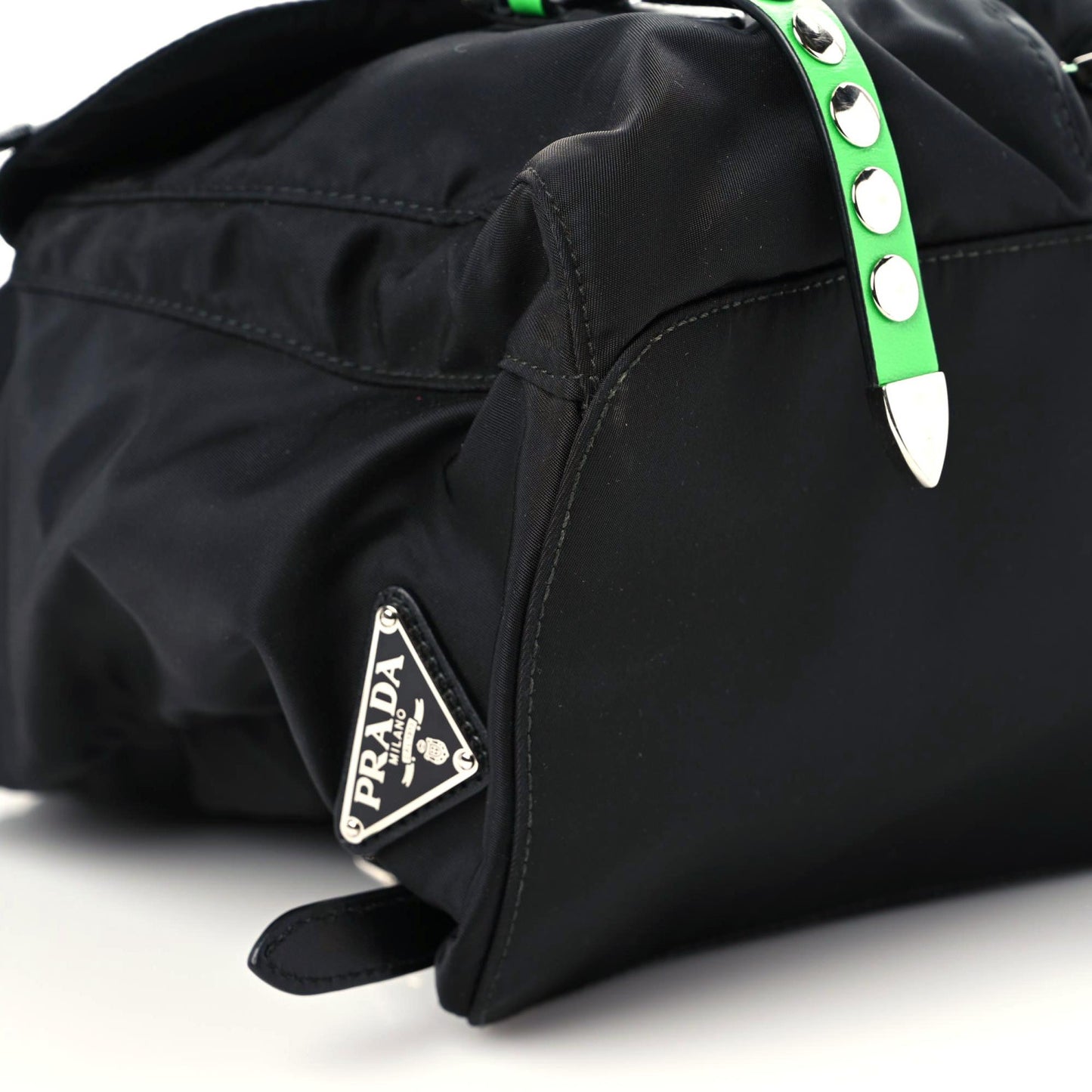 Nylon New Vela Studded Backpack Black Green