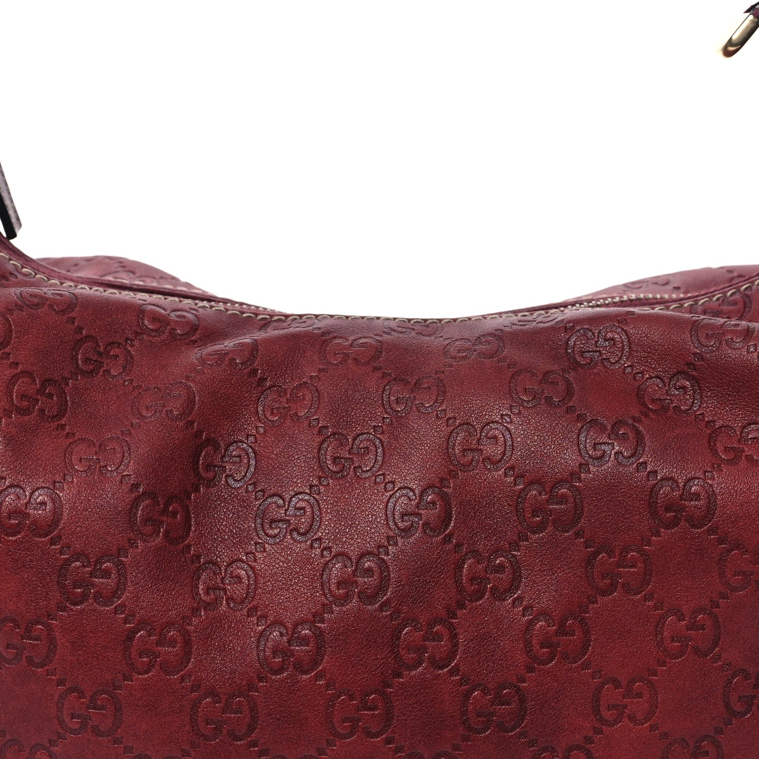 Gucci Guccissima Medium Horsebit Chain Hobo Red 8 of 14