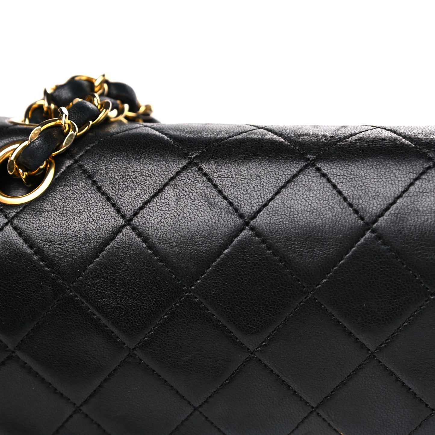 Lambskin Quilted Small Double Flap Black