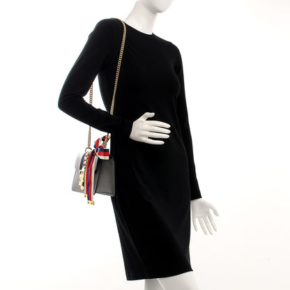 Gucci Calfskin Mini Sylvie Chain Shoulder Bag Deep Grey 2 of 7