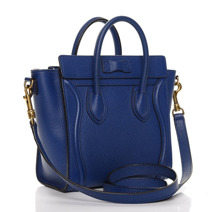 Celine Drummed Calfskin Nano Luggage Indigo 4 of 9