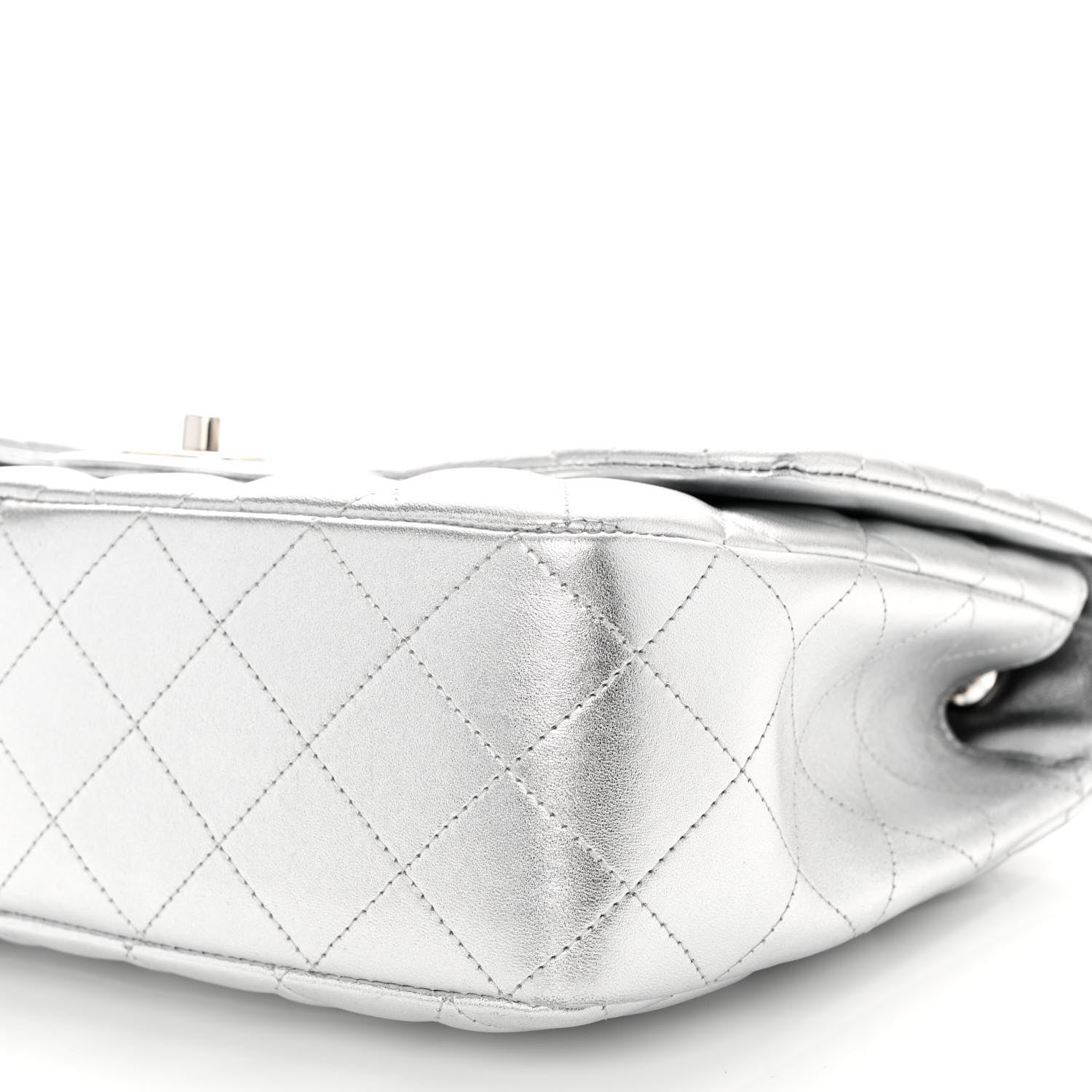 Chanel Metallic Lambskin Quilted Jumbo Single Flap Silver 10 of 11