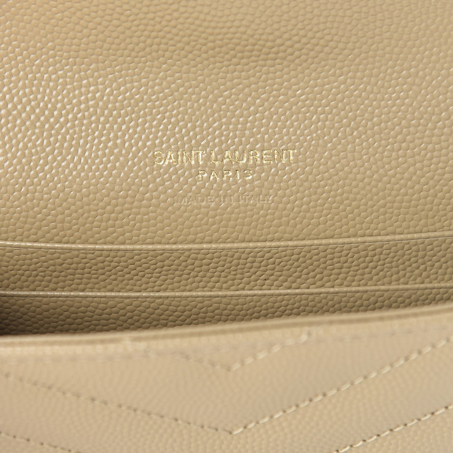 Saint Laurent Grain De Poudre Matelasse Chevron Small Monogram Envelope Wallet Darke Beige 6 of 8