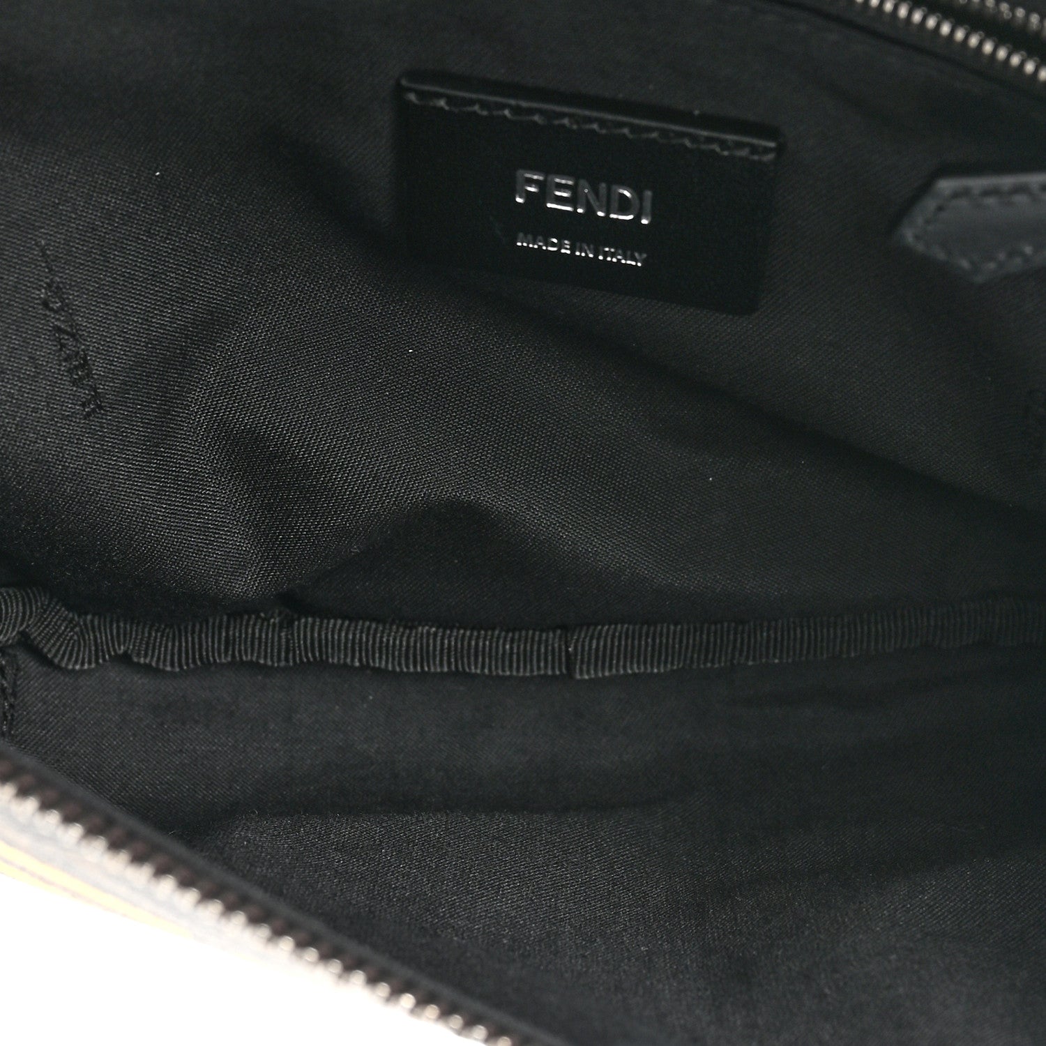 Fendi Shiny Glazed Fabric Vitello Cover FF 1974 Logo Belt Bag Black 5 of 11