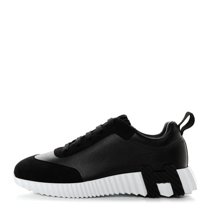 Hermes Goatskin Suede Goatskin Bouncing Sneakers 37 Black 1 of 8