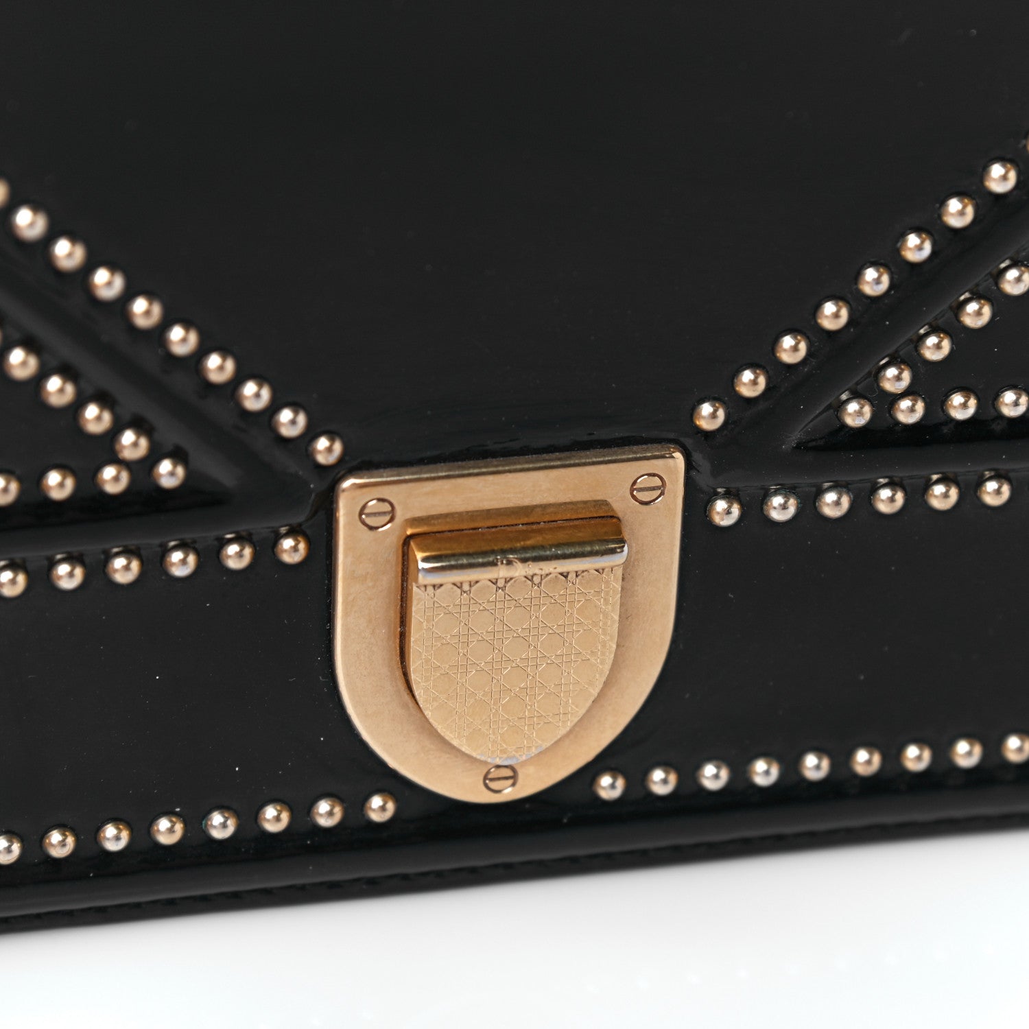 Christian Dior Patent Studded Diorama Flap Bag Black 11 of 13