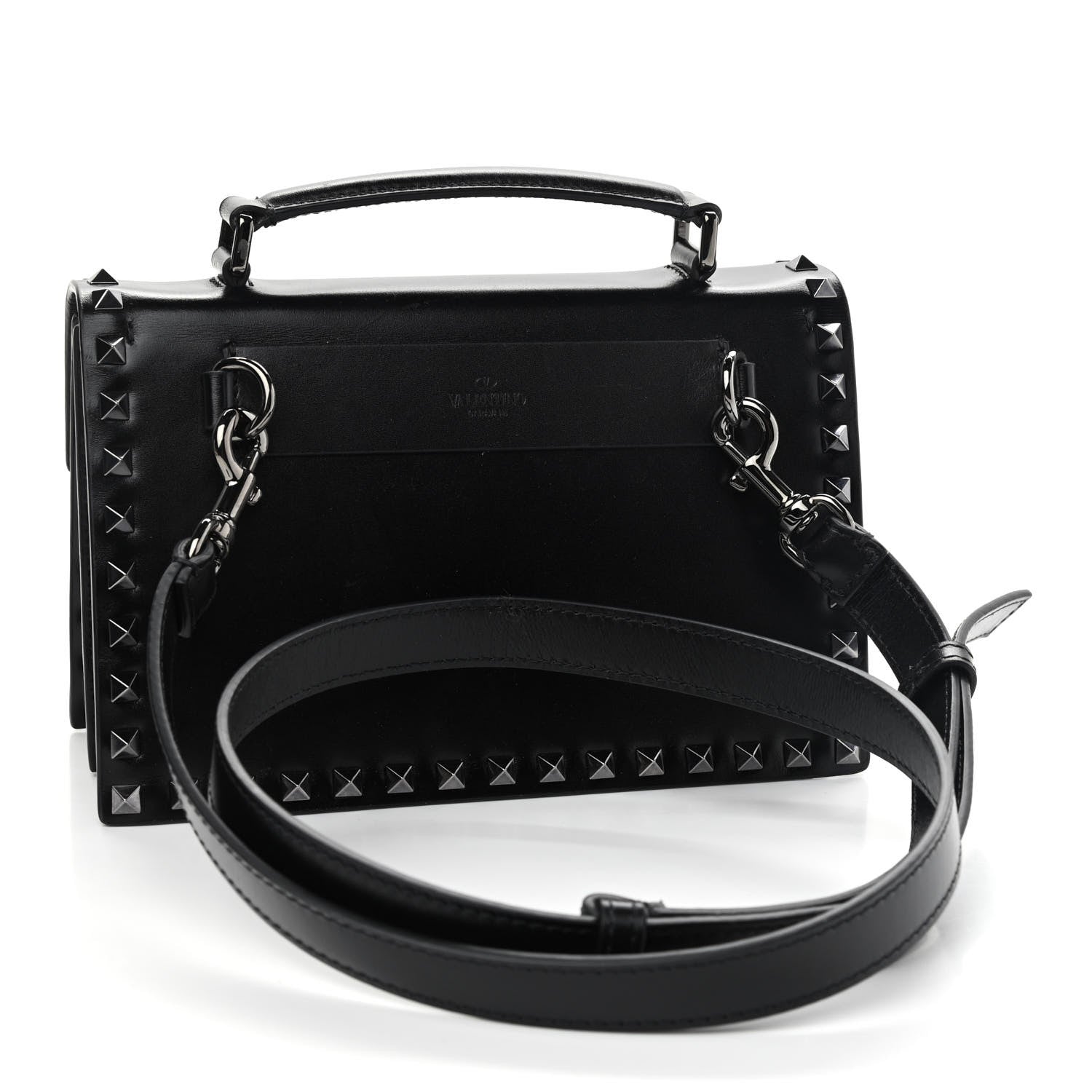 Valentino Garavani Calfskin Rockstud Flap Top Handle Crossbody Bag Black 5 of 8
