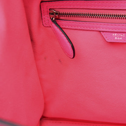 Celine Drummed Calfskin Mini Luggage Fluo Pink 16 of 16