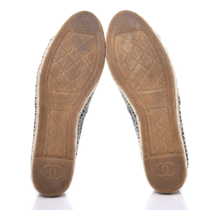 Chanel Tweed Velvet CC Espadrilles 41 Grey Black 6 of 12