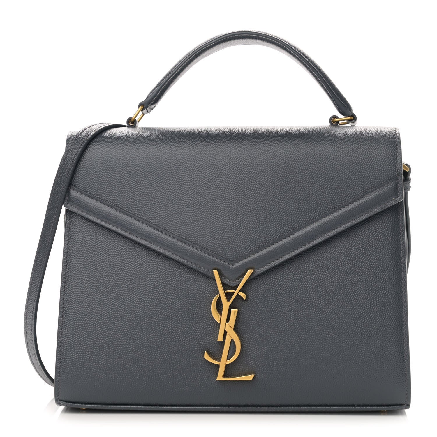 Saint Laurent Grain de Poudre Medium Classic Monogram Cassandra Top Handle Dark Smog 1 of 11