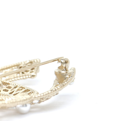 Chanel Crystal Pearl Chanel Charms CC Logo Brooch Gold 3 of 5