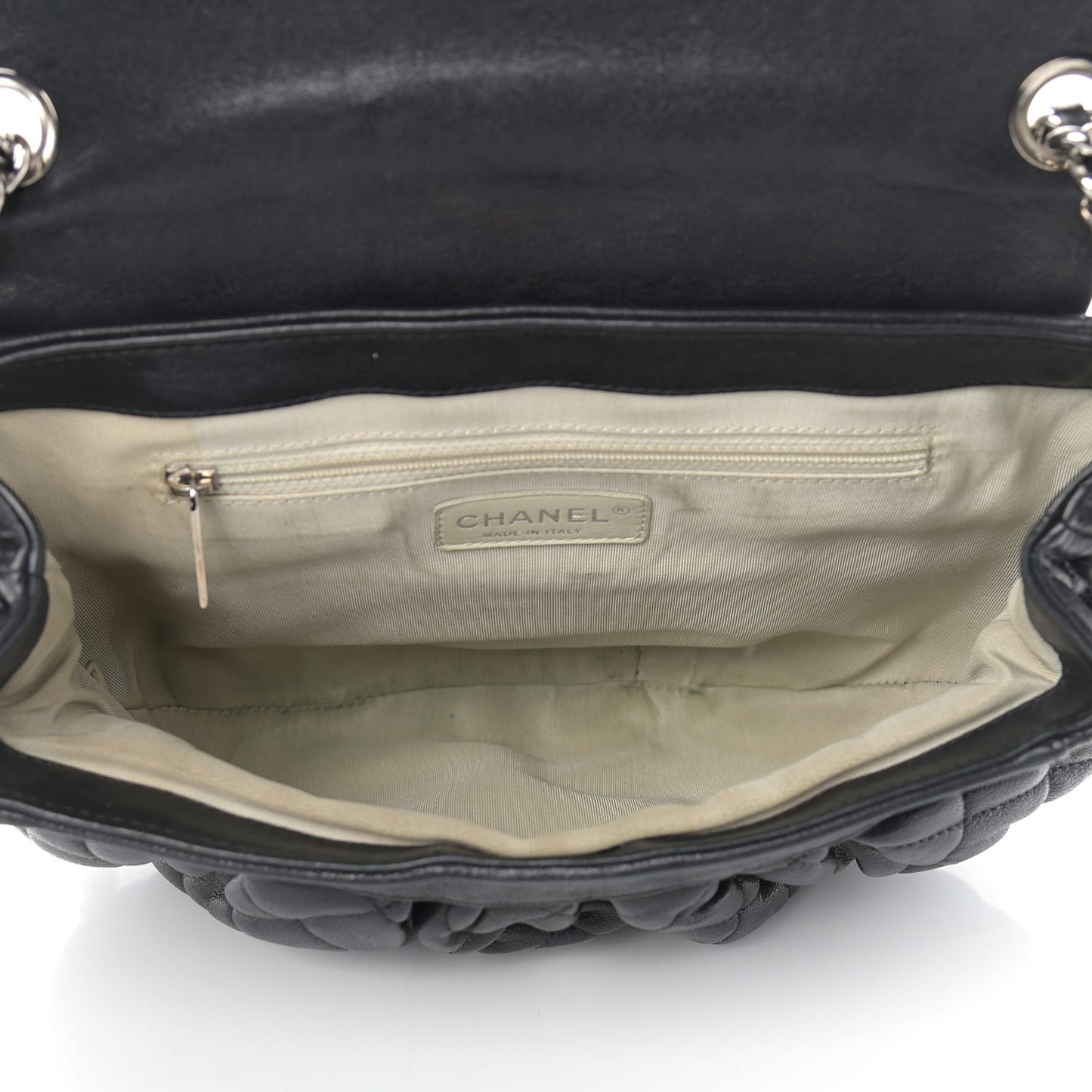 Washed Lambskin Quilted Medium Chain Around Messenger Black