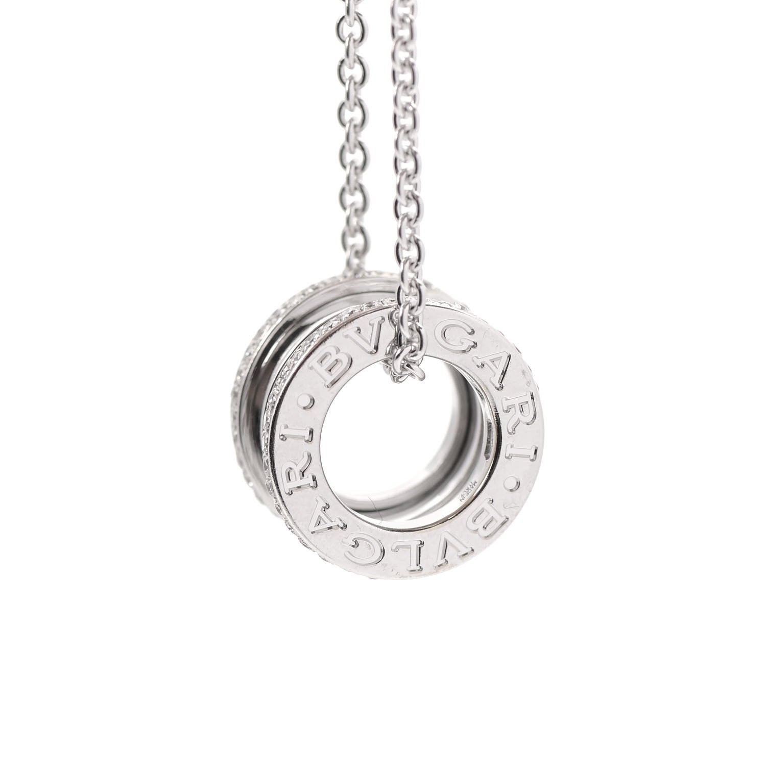 Bulgari 18K White Gold Diamond B.Zero1 Pendant Necklace 4 of 7