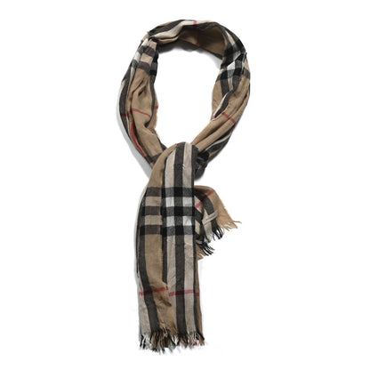 Burberry Wool Silk Gauze Giant Check Lightweight Scarf Archive Beige 1 of 4
