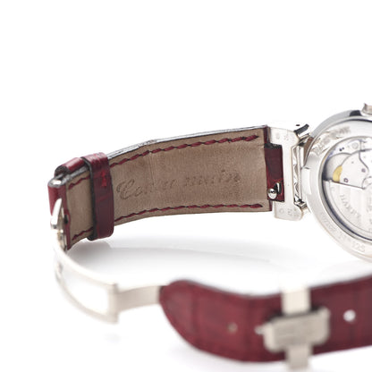 Harry Winston 18K White Gold Alligator 37mm Premier Excenter Automatic Watch 7 of 9
