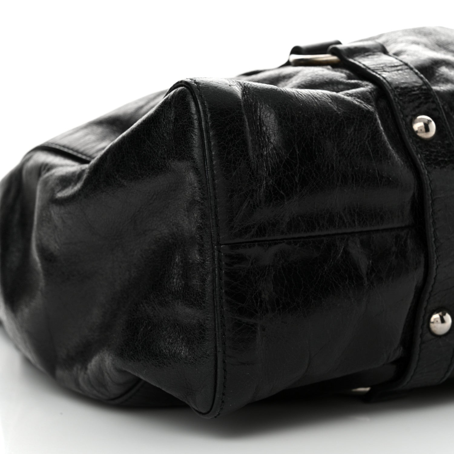 Miu Miu Vitello Lux Gathered Tote Black 9 of 14