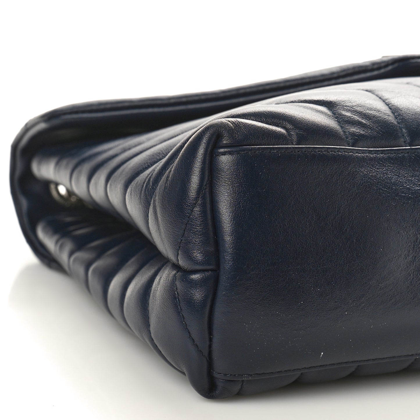 Calfskin Y Quilted Monogram Medium Loulou Chain Satchel Denim Blue