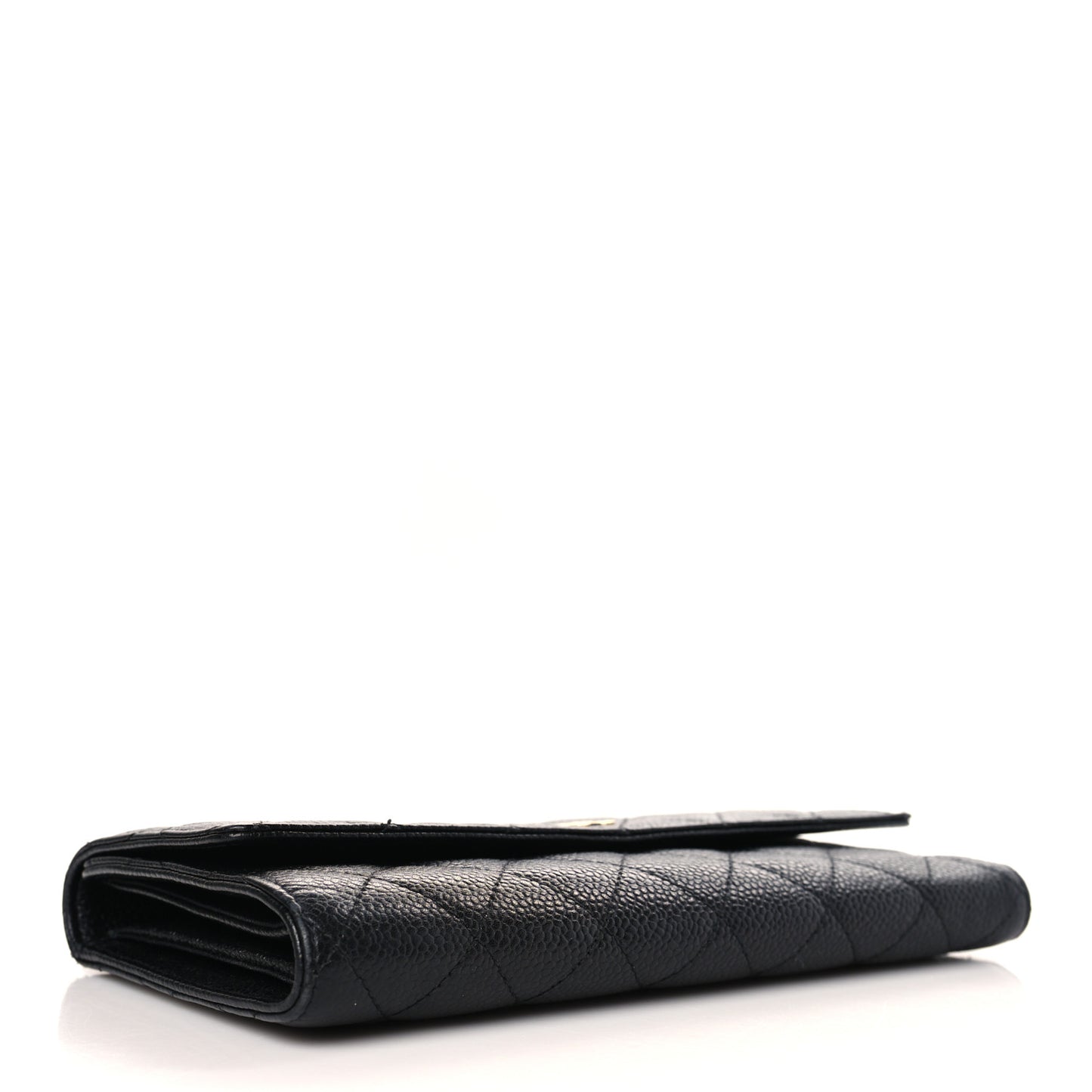Caviar Quilted Large Flap Wallet Black