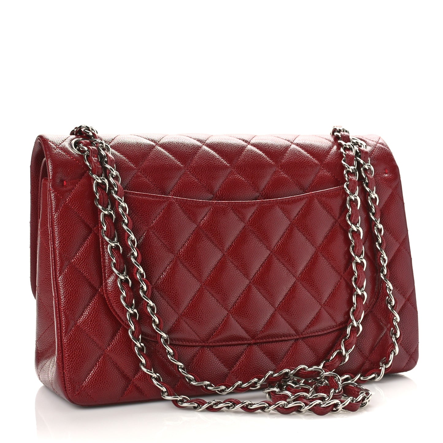 Caviar Quilted Jumbo Double Flap Burgundy