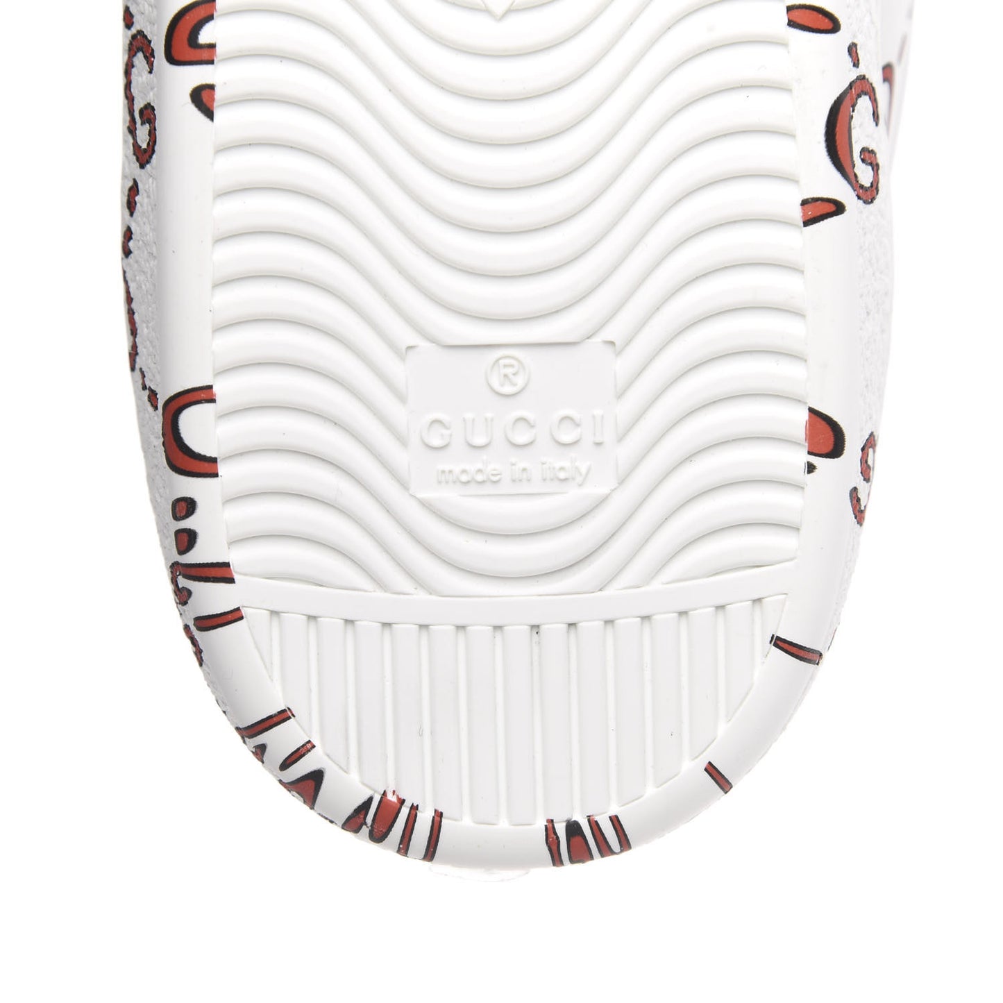 Calfskin GucciGhost Print Mens Ace Sneakers 12 White Hibiscus Red