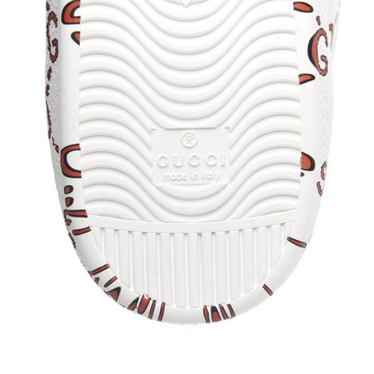 Gucci Calfskin GucciGhost Print Mens Ace Sneakers 12 White Hibiscus Red 7 of 9