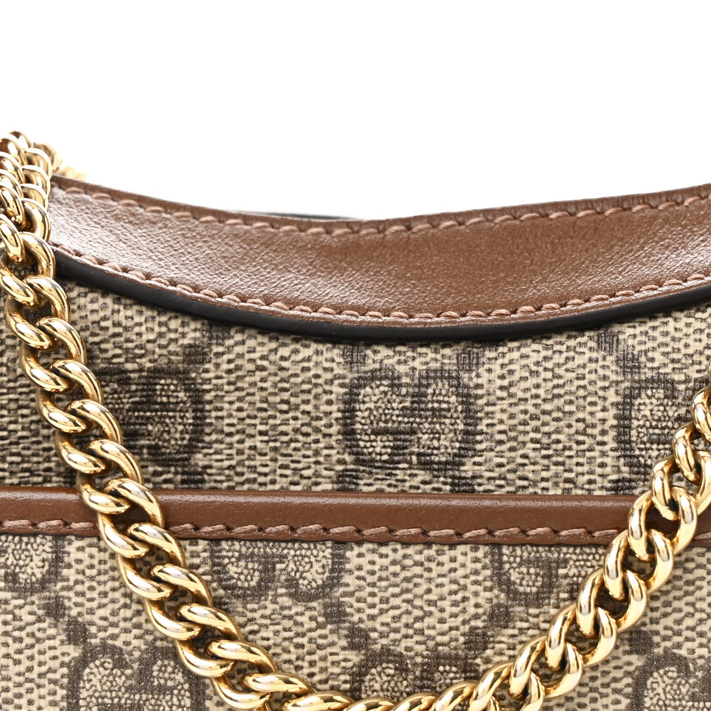 GG Supreme Monogram Azalea Calfskin Mini Retro Interlocking G Half Moon Bag Beige Ebony Brown Sugar