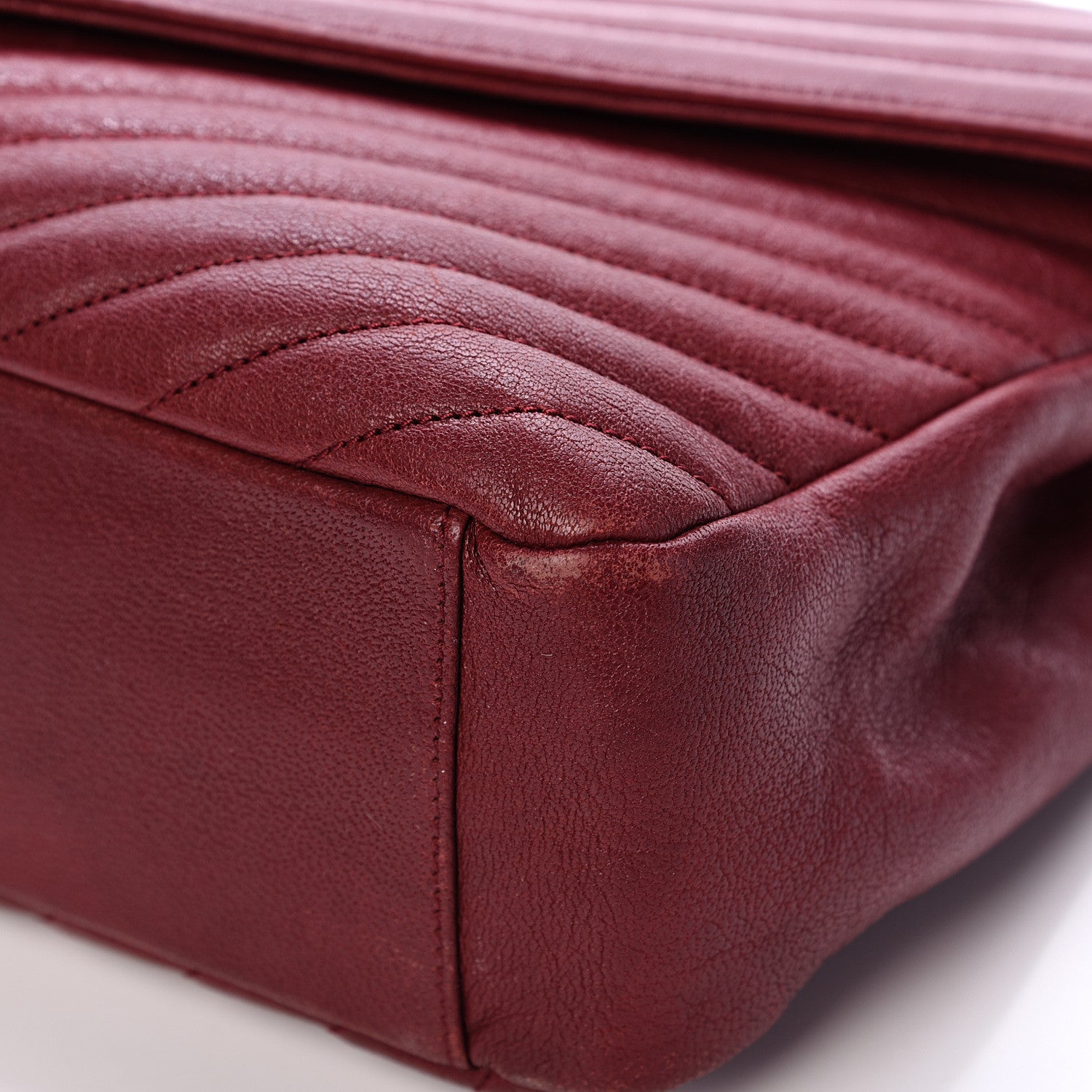 Saint Laurent Sheepskin Matelasse Chevron Large College Monogram Satchel Oxblood 9 of 18