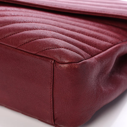 Saint Laurent Sheepskin Matelasse Chevron Large College Monogram Satchel Oxblood 9 of 18