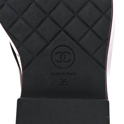 Chanel Shiny Calfskin Pearl Lace Up Combat Short Boots 35 Burgundy Black 6 of 13