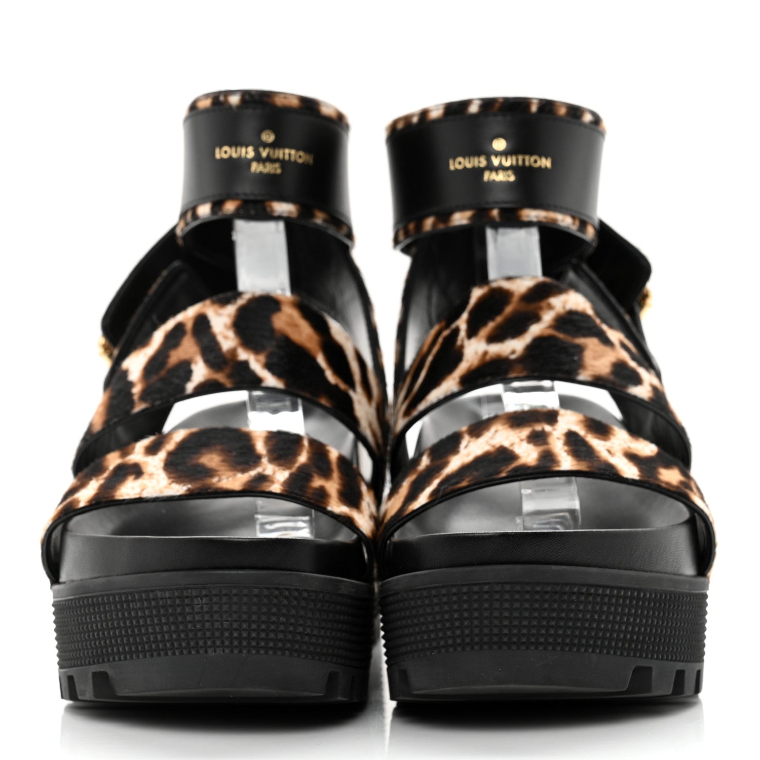 Louis Vuitton Calfskin Pony Hair Platform Sandals 37 Black 2 of 8