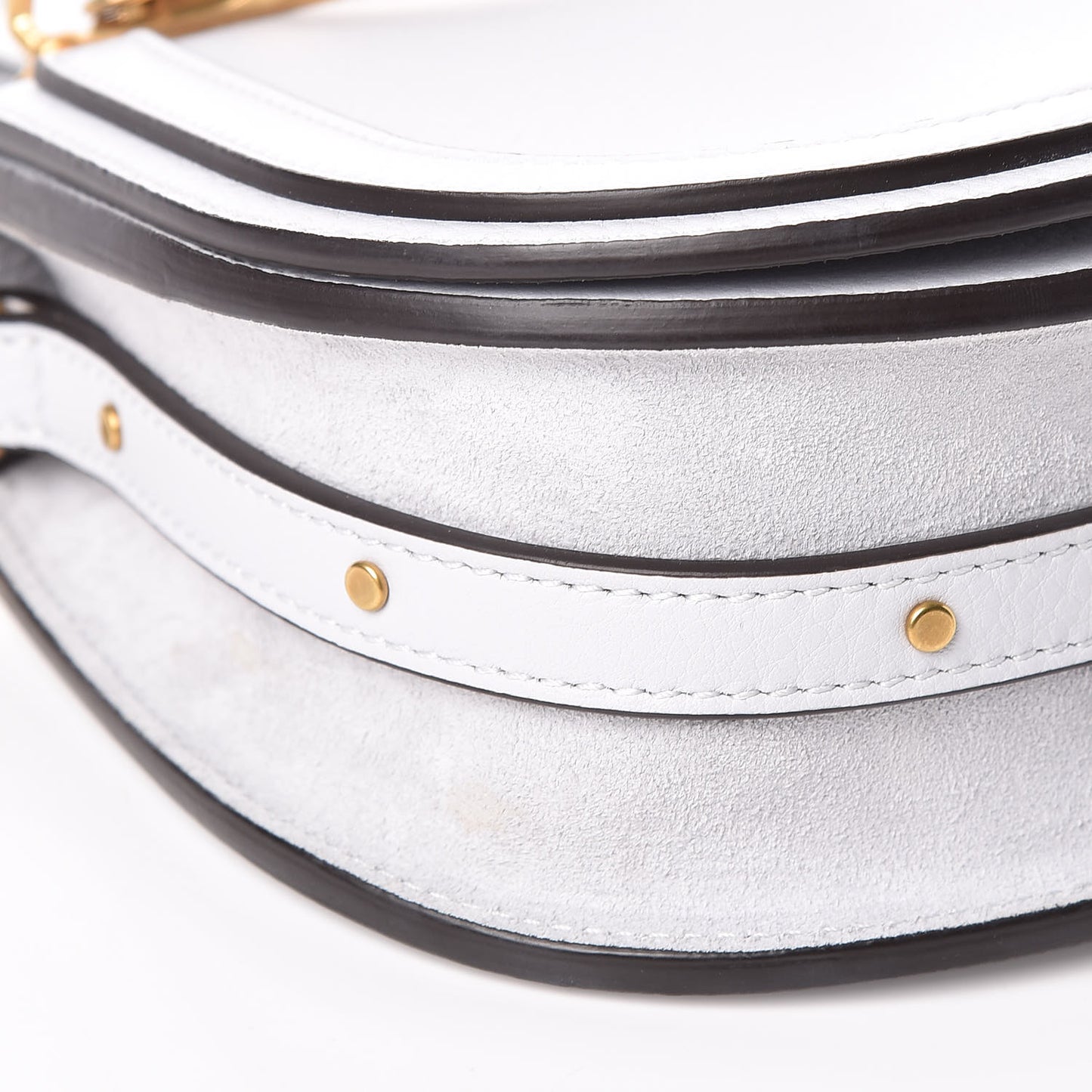 Calfskin Suede Small Nile Bracelet Bag Light Cloud