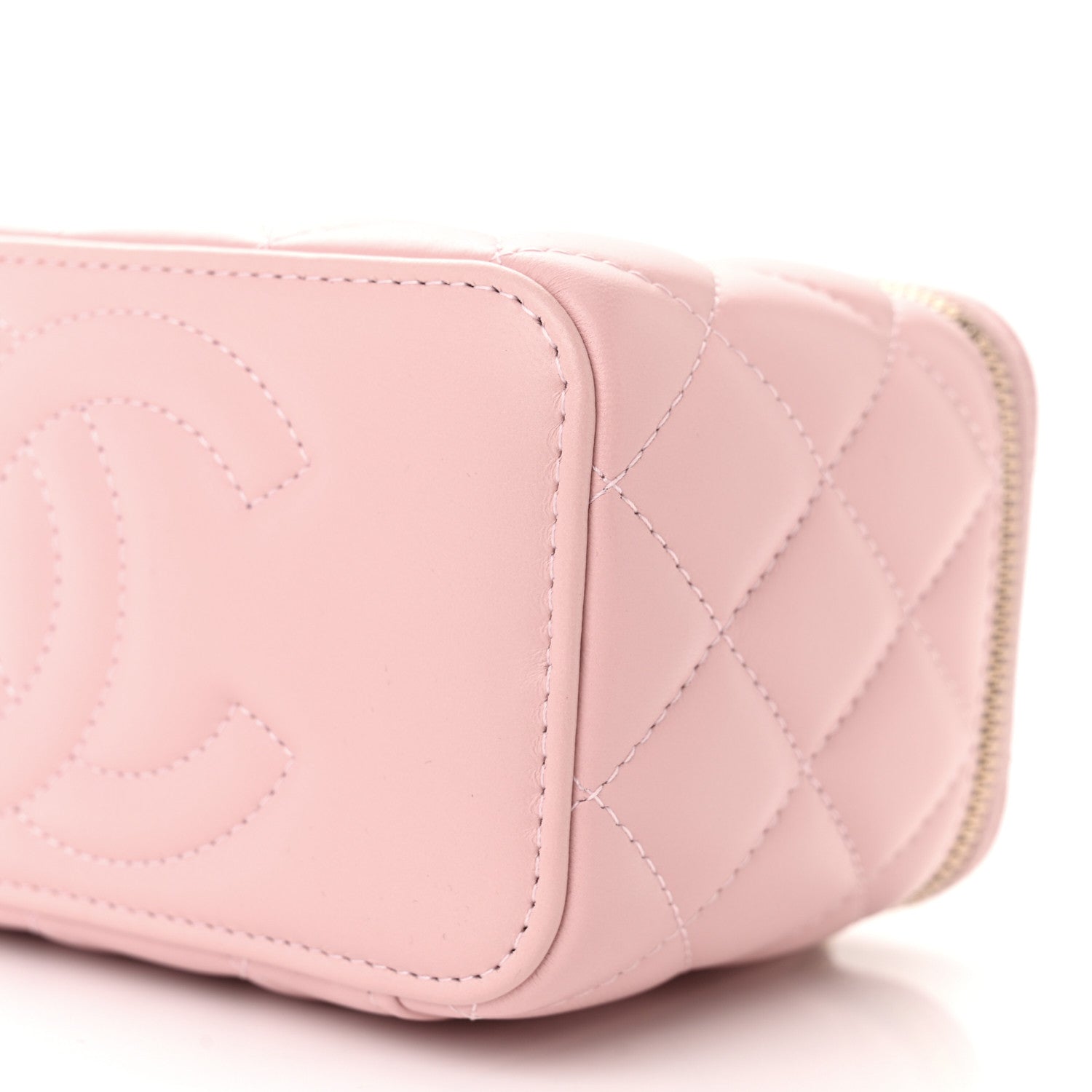 Chanel Lambskin Resin Quilted Vanity Case With Chain Light Pink 10 of 11