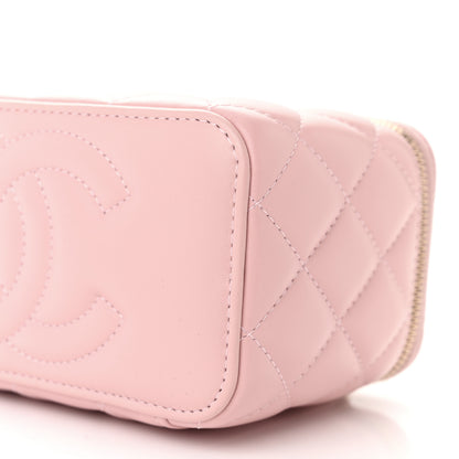 Chanel Lambskin Resin Quilted Vanity Case With Chain Light Pink 10 of 11