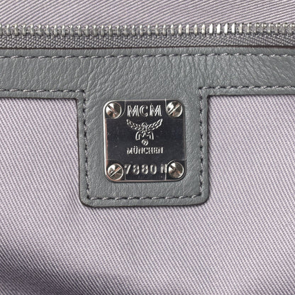 MCM Calfskin Ottomar Monogram Medium Klara Top Zip Tote Charcoal 6 of 9