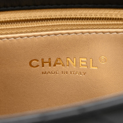 Chanel Lambskin Quilted CC Crystal Logo Chain Flap Black 6 of 11
