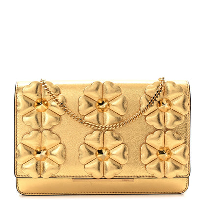 Fendi Vitello Catalan Mirror Flowerland Tube Wallet On Chain Gold 1 of 11