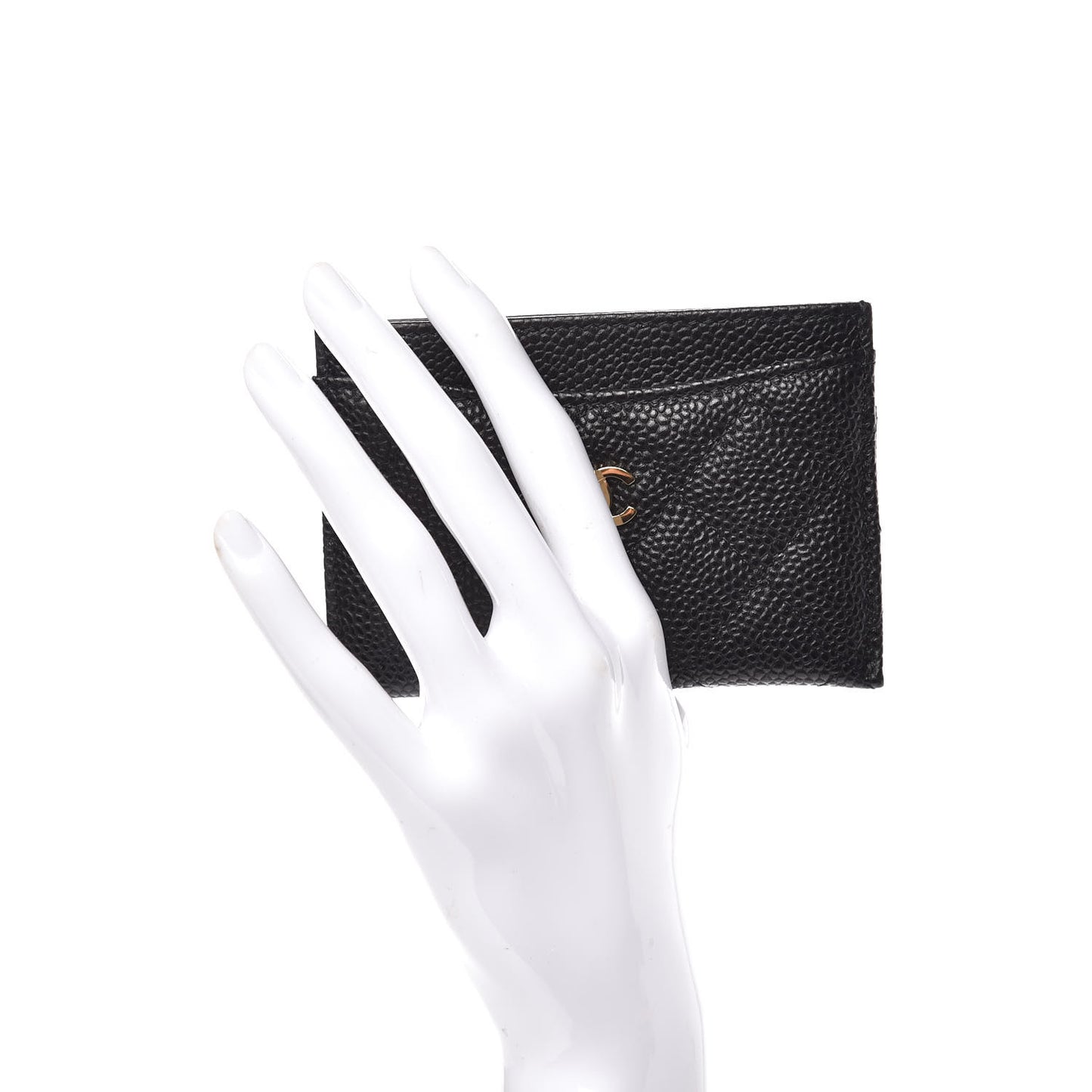 Caviar Quilted Card Holder Black