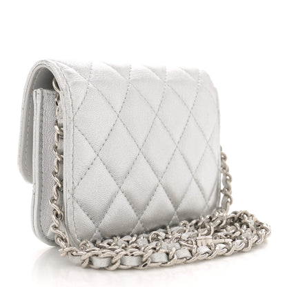 Chanel Metallic Goatskin Quilted Star Flap Waist Belt Bag Silver 2 of 10