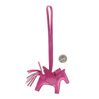 Hermes Milo Lambskin Lizard Touch Grigri Rodeo Pegase Horse Bag Charm PM Rose Poupre 2 of 5
