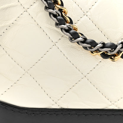 Chanel Aged Calfskin Quilted Small Gabrielle Hobo Black White 8 of 14